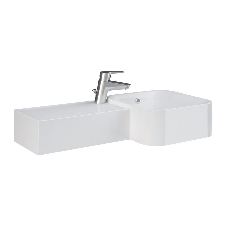 RAK Petit Square Wall Basin, Left Edge, 1 Tap Hole – Pilbara Bathroom Warehouse Perth and regional Western Australia