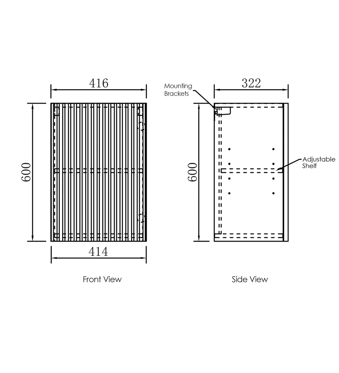 Bondi Laundry 415 Fluted White Wall Cabinet