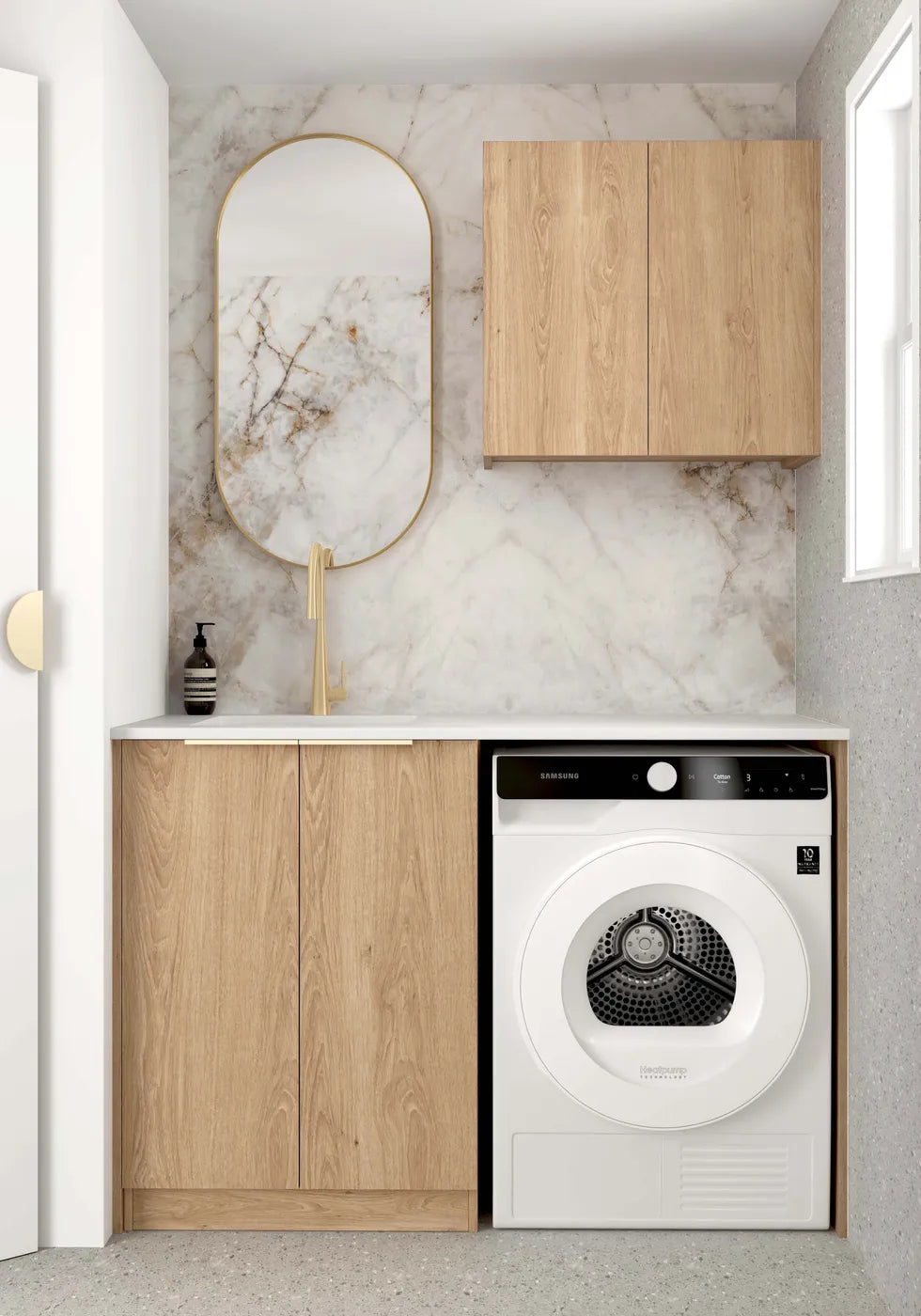 Byron/Bondi Natural Oak Laundry Kit 1305x600x2100