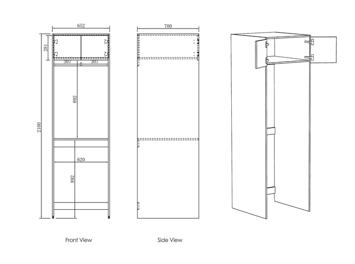 Byron/Bondi 2100 Natural Oak Tall Washing Machine Cabinet