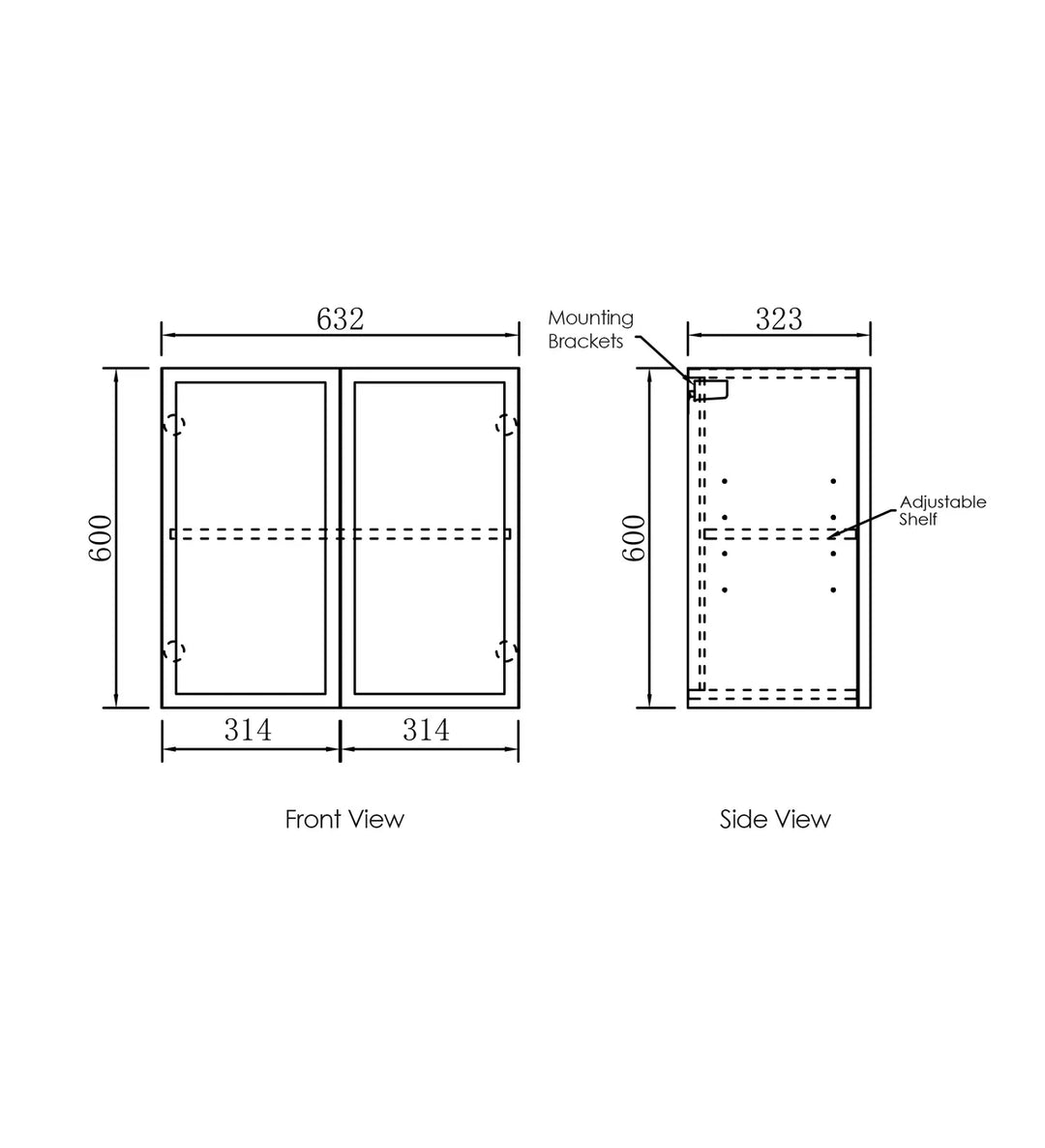 Hampshire Black Wall Cabinet 630mm