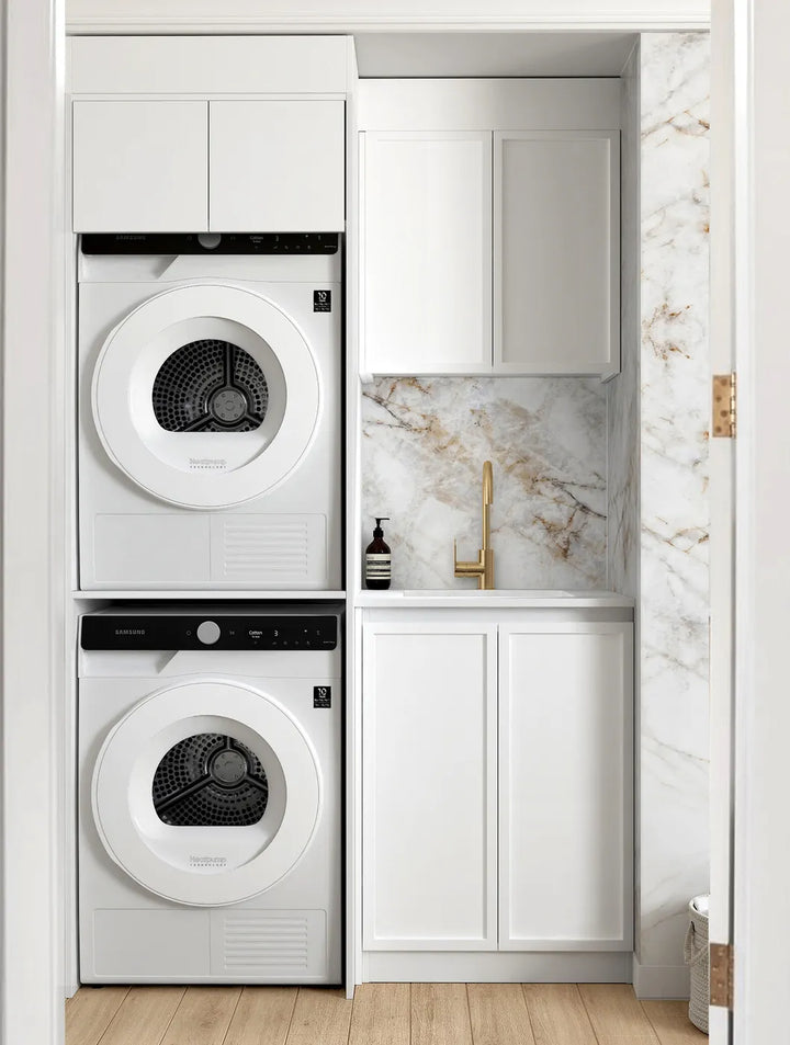 Hampshire White Laundry Kit 1305mm with Stone Top and Sink 1305x600x2100