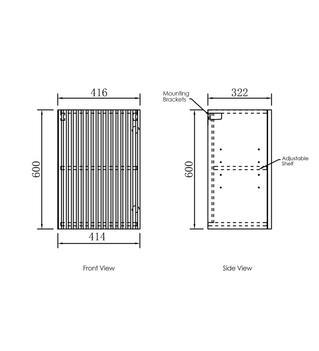 Noosa Laundry 415 Fluted White Wall Cabinet