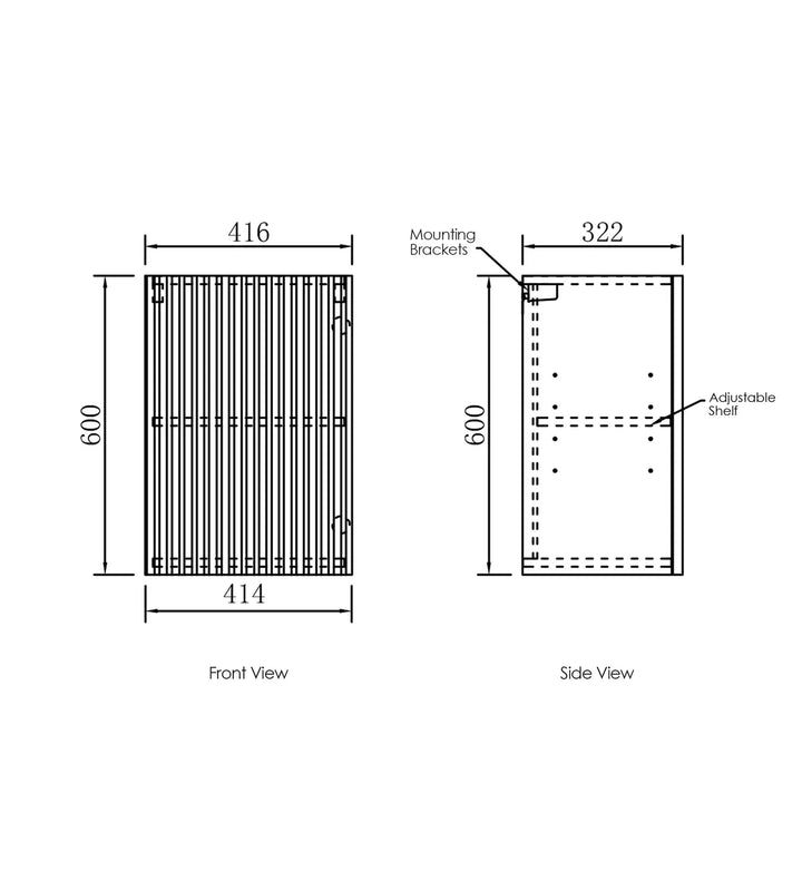 Noosa Laundry 415 Fluted White Wall Cabinet