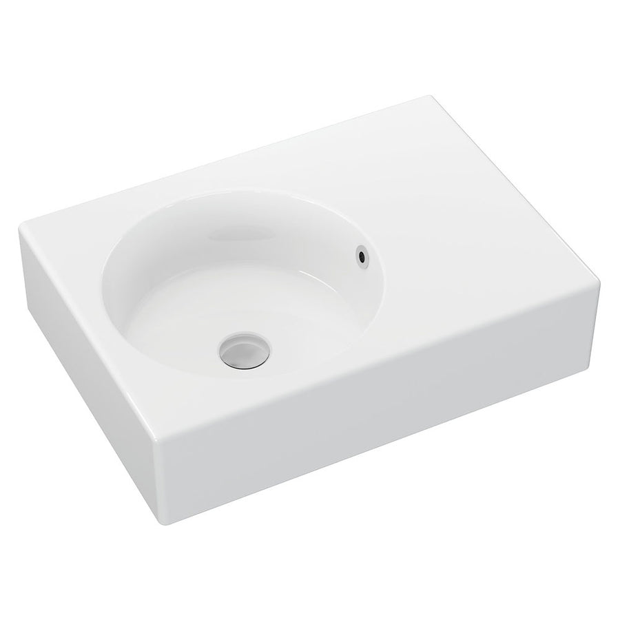 Reba Left Bowl Wall Basin, No Tap Hole – Pilbara Bathroom Warehouse Perth and regional Western Australia