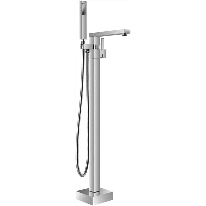 Cube Freestanding Bath Mixer & Hand Shower - Chrome