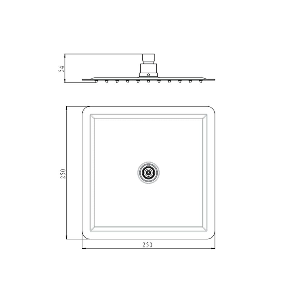 Sky Square Slim Shower Head 250mm - Chrome