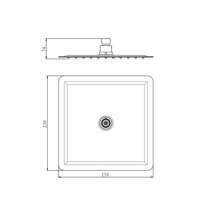 Sky Square Slim Shower Head 250mm - Chrome