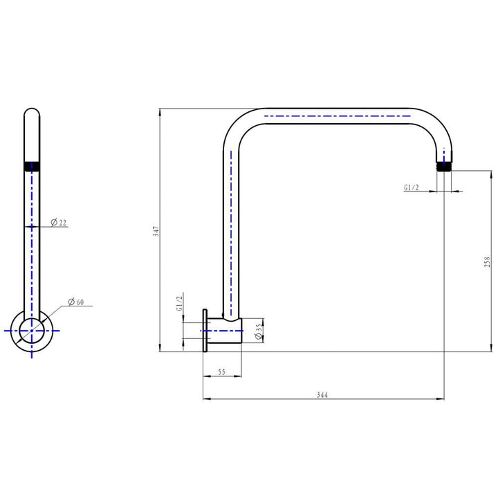 Sky Round Shower Arm - Chrome