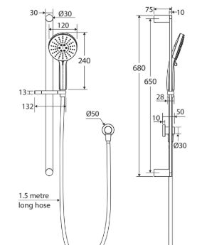 Empire Slim Rail Shower, Matte Black