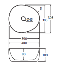Pebble Small Above Counter Basin, Matte Black