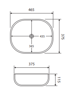 Koko 465 Matte Black Above Counter Basin