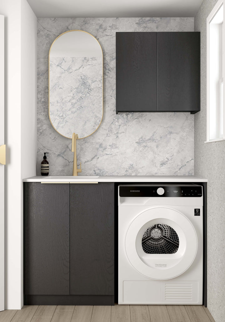 Laundry Kit 1305A Byron/Bondi Black Oak with Natural Carrara Marble Top