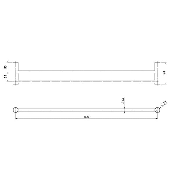 Vivid Slimline Double Towel Rail 800mm