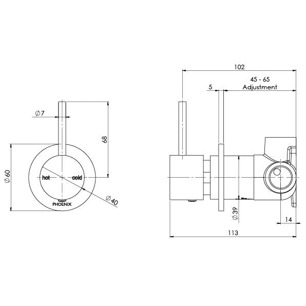 Vivid Slimline Up Shower / Wall Mixer