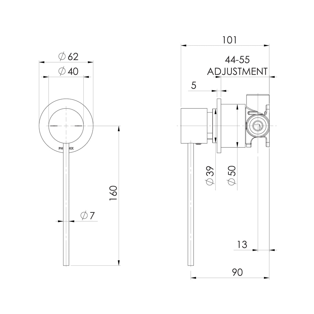 Vivid Slimline SwitchMix Shower / Wall Mixer 60mm Backplate & Extended Lever