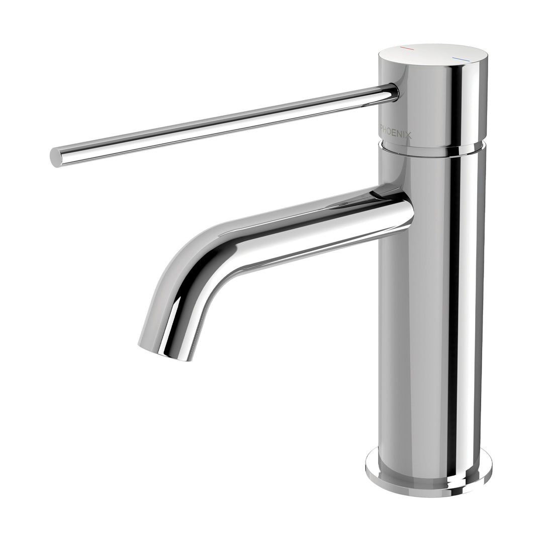 1 Vivid Slimline Basin Mixer Curved Outlet with Extended Lever , Mixers – Pilbara Bathroom Warehouse