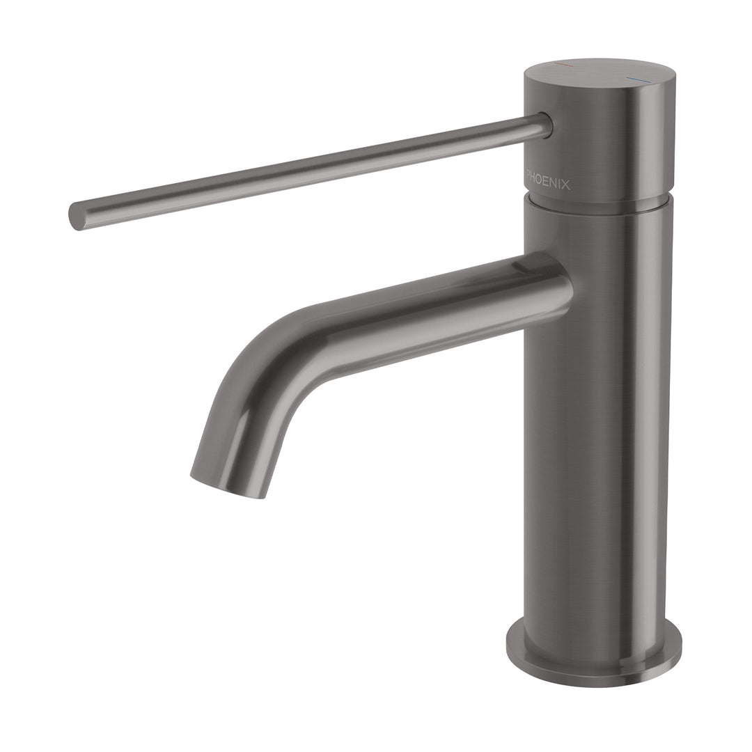 5 Vivid Slimline Basin Mixer Curved Outlet with Extended Lever , Mixers – Pilbara Bathroom Warehouse