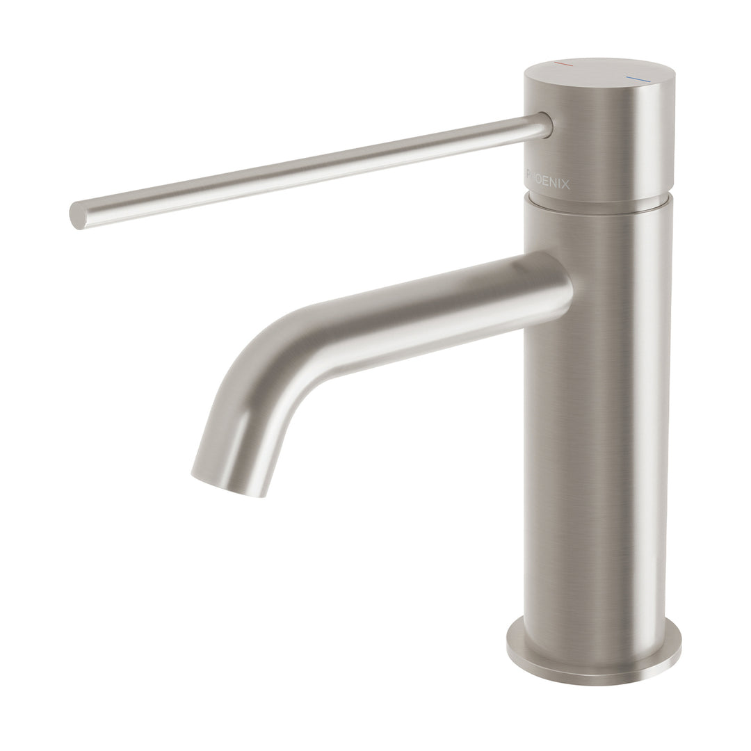 6 Vivid Slimline Basin Mixer Curved Outlet with Extended Lever , Mixers – Pilbara Bathroom Warehouse