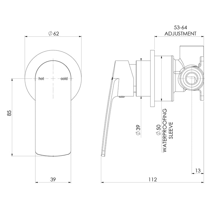 Mekko SwitchMix Shower / Wall Mixer Round Backplate
