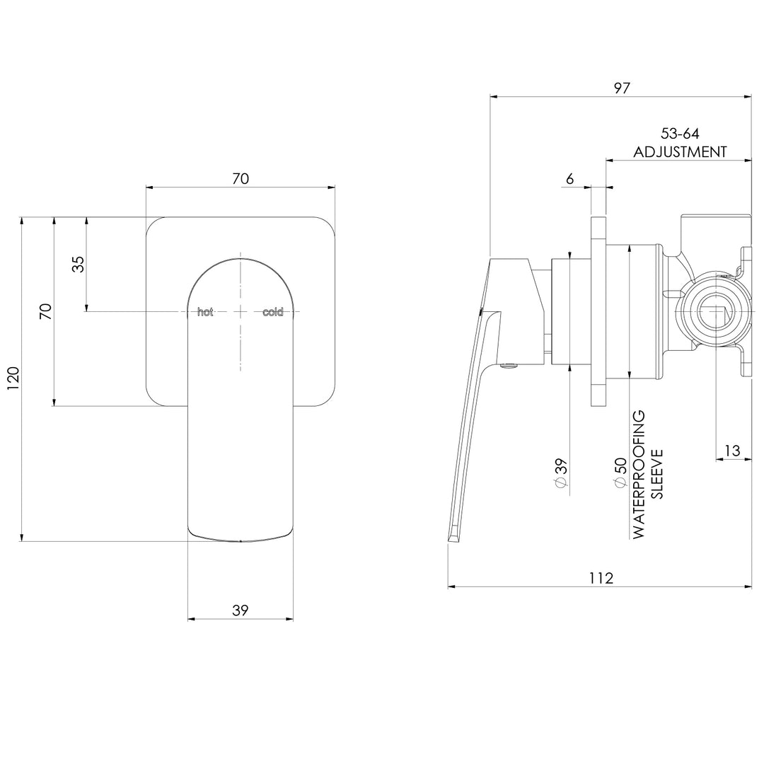 Mekko SwitchMix Shower / Wall Mixer Fit-Off Kit