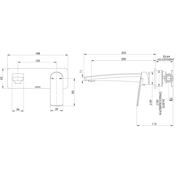Mekko SwitchMix Wall Basin / Bath Mixer Set 200mm