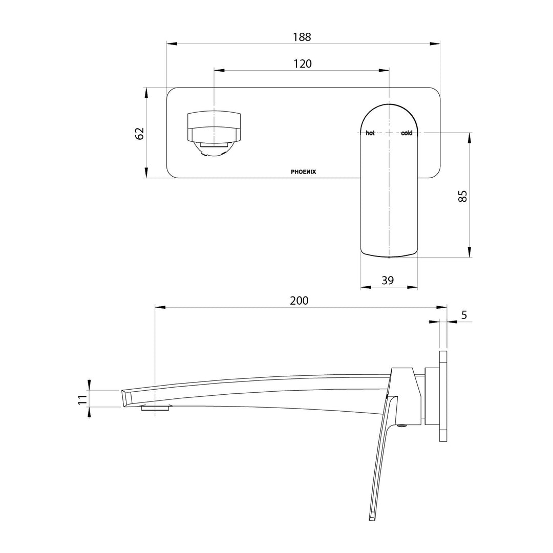 Mekko SwitchMix Wall Basin / Bath Mixer Set 200mm Fit-Off Kit
