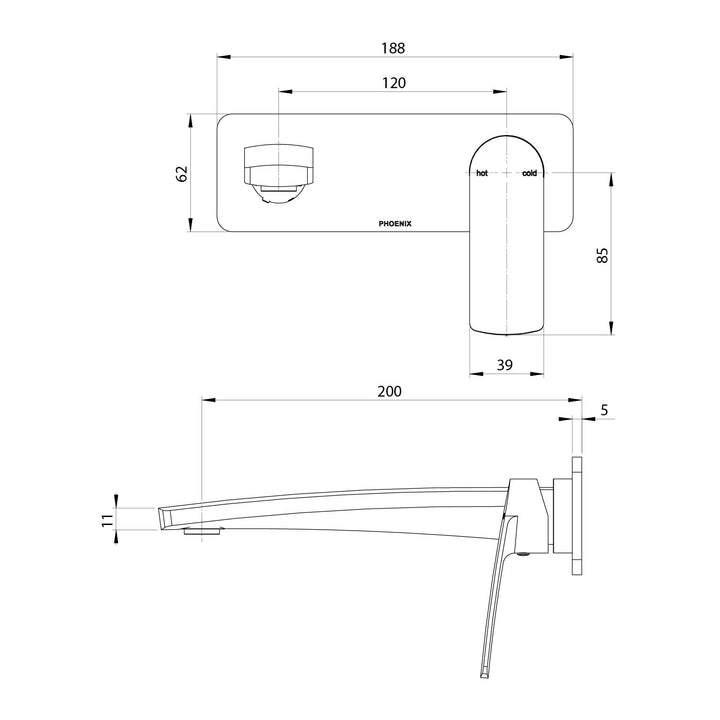 Mekko SwitchMix Wall Basin / Bath Mixer Set 200mm Fit-Off Kit