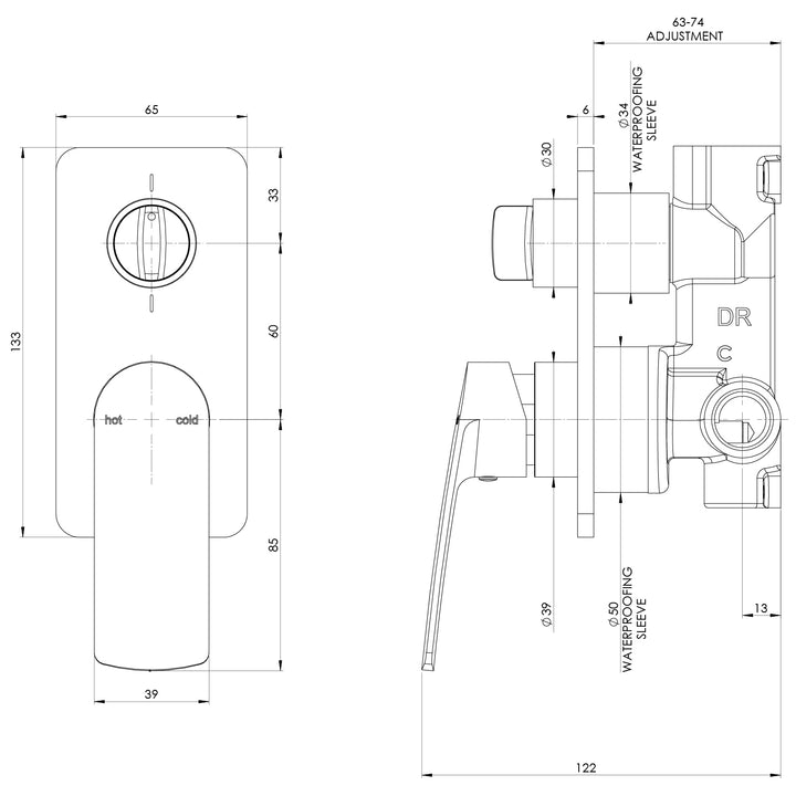 Mekko SwitchMix Shower / Bath Diverter Mixer Fit-Off Kit