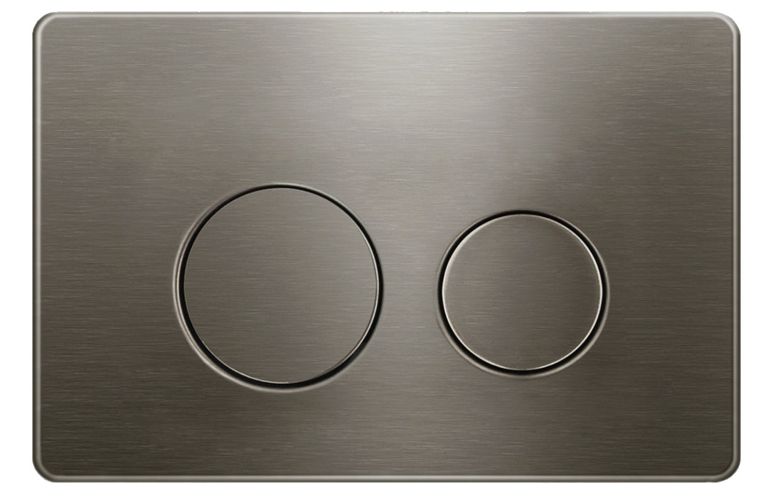 R&T Round Gun Metal Stainless Dual -Flush Push Plate