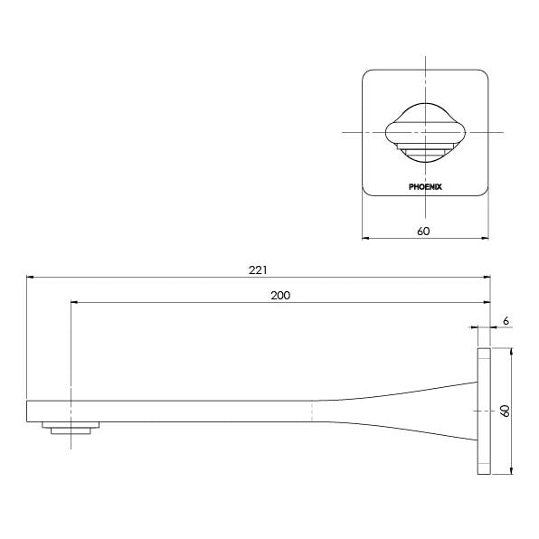 Teel Wall Bath Outlet 200mm