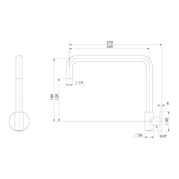 Vivid Slimline Plus Wall Sink Outlet 240mm Squareline