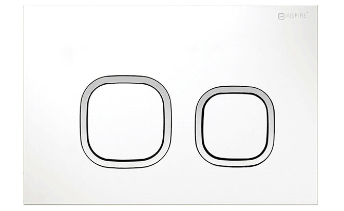 R&T Soft Square Push Plate Matte White with Chrome Trim