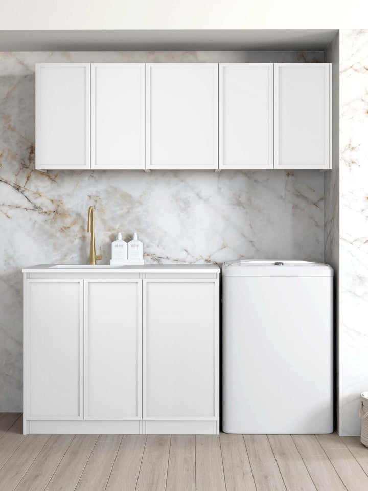 Laundry Kit 1715B Hampshire White with Natural Carrara Marble Top
