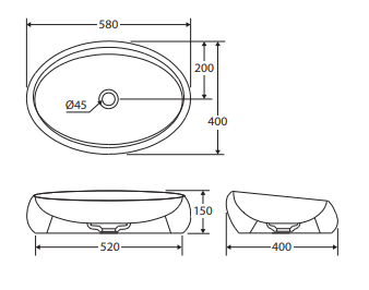 RAK Cloud Above Counter Basin, Matte Black