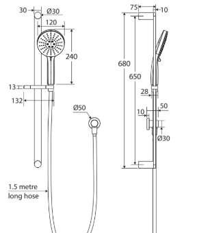 Empire Slim Rail Shower, Chrome