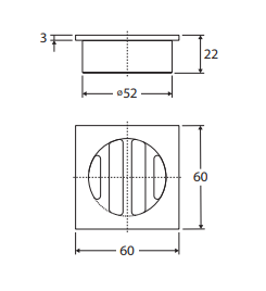 Square Floor Waste, Round Grate, 50mm Outlet