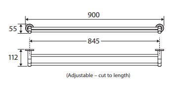 Kaya Double Towel Rail, 900mm, Brushed Copper
