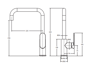 Empire Slim Sink Mixer, Matte Black