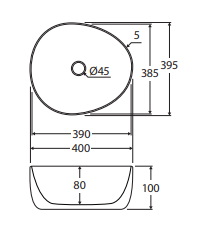 Pebble Small Above Counter Basin, Gloss White