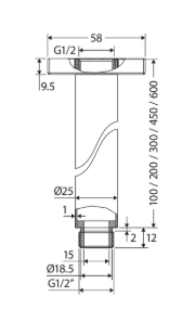 Round Shower Dropper, 100mm, Brushed Nickel