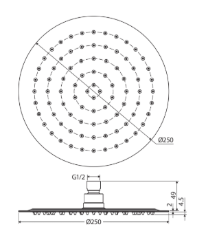 Kaya Shower Head, 250mm, Matte White