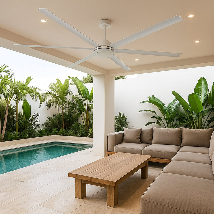 120" Colossus II DC Ceiling Fan in Black, White, Satin Nickel Brilliant Lighting