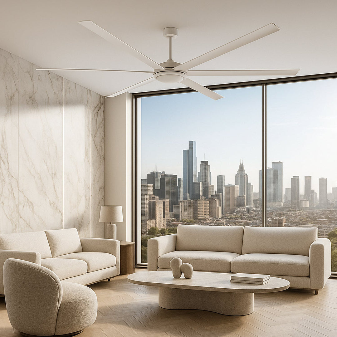 120" Colossus II DC Ceiling Fan in Black, White, Satin Nickel Brilliant Lighting