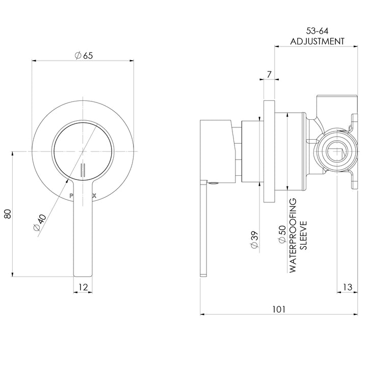 Lexi MKII SwitchMix Shower / Wall Mixer Fit-Off Kit