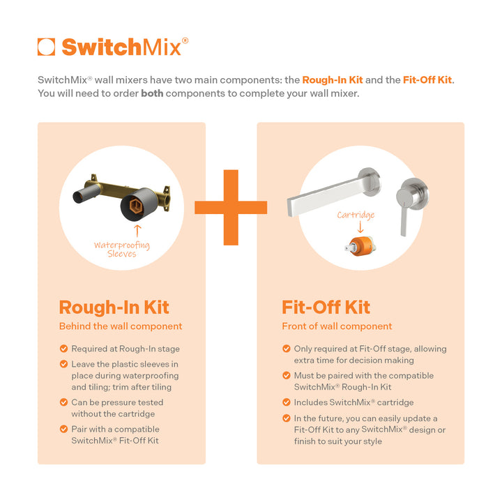 Lexi MKII SwitchMix Wall Basin Mixer Set 200mm Fit-Off Kit