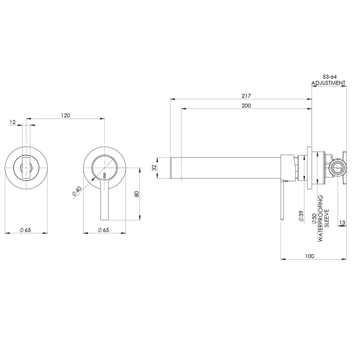 Lexi MKII SwitchMix Wall Bath Mixer Set 200mm Fit-Off Kit