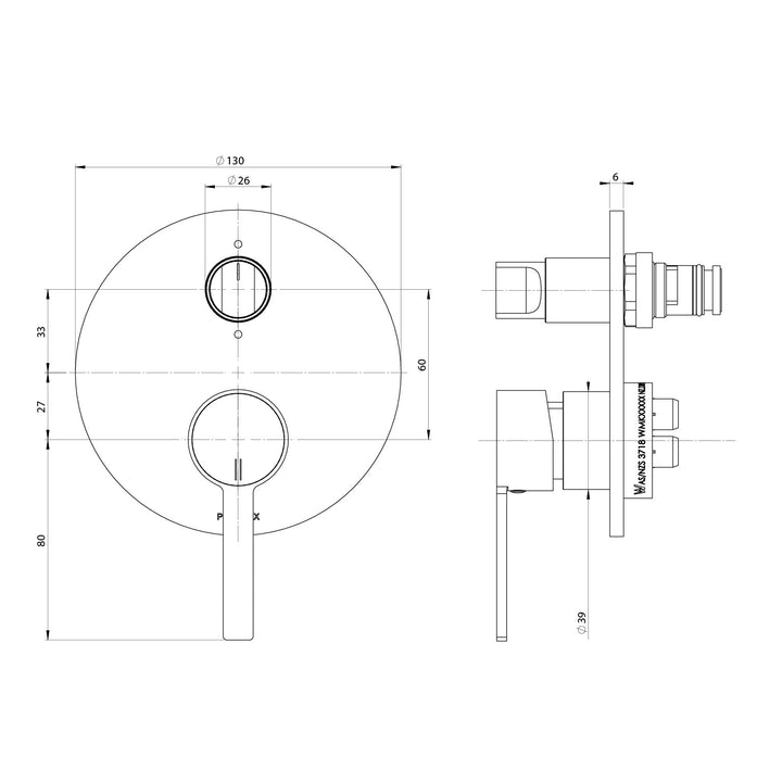 Lexi MKII SwitchMix Shower / Bath Diverter Mixer Fit-Off Kit