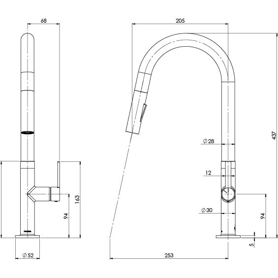 Lexi MKII Pull Out Sink Mixer 200mm