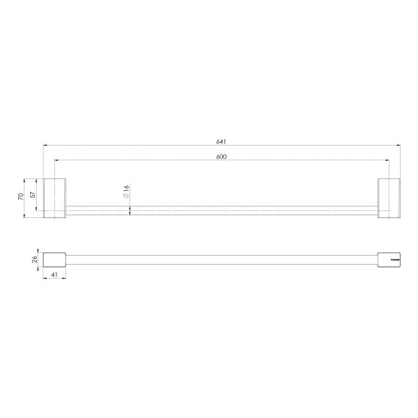 Lexi MKII Single Towel Rail 600mm